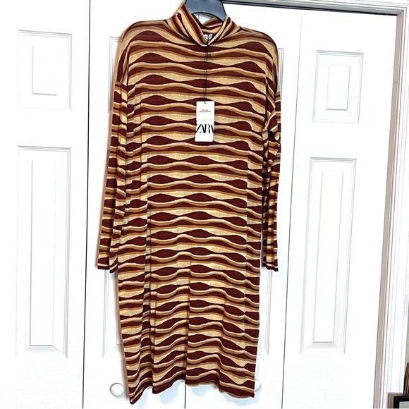 ZARA PRINTED KNIT TUNIC DRESS SPECIAL EDITION BRICK size Large NWT - Picture 2 of 15